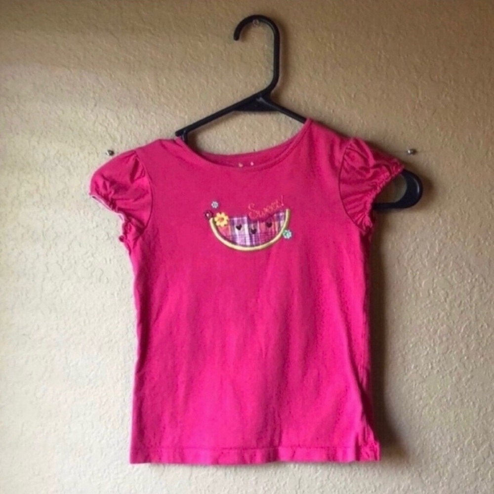 Jumping Beans Shirt Girls Y2K Dark Pink Short Sleeve T-shirt Tee Casual Top Sz 6
